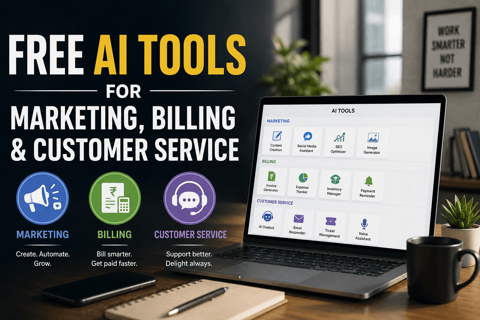 Free AI Tools for Marketing, Billing and Customer Service